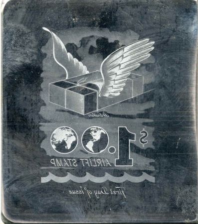 US Artmaster Scott 1341 1968 Airlift, Eagle Holding Pennant - Plate