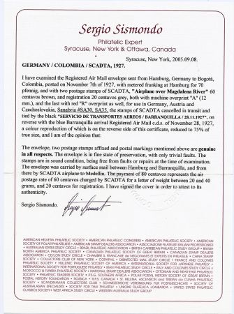 Colombia / Germany 1927 Airmail Cover