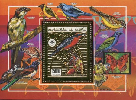 Guinea 1990 Gold Foil - 4 S/S birds