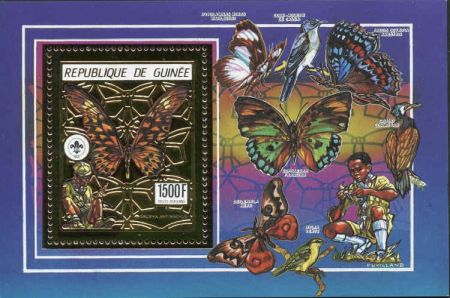 Guinea 1990 Gold Foil - 4 S/S birds