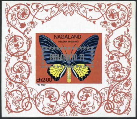 Nagaland 1971 Butterfly NH S/S "Philatokyo"