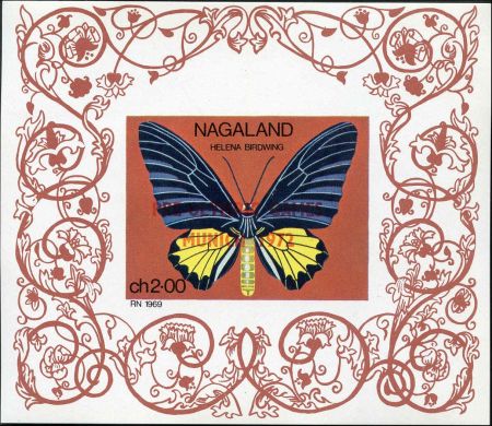 Nagaland 1969 Butterfly NH S/S