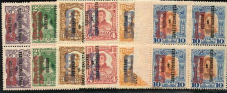 Mexico 1916 628 - 638 Mint Blocks of 4