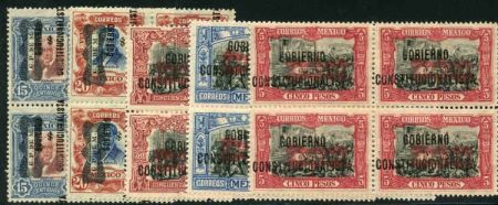 Mexico 1916 628 - 638 Mint Blocks of 4