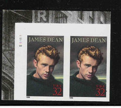US 3082a Error James Dean Mint NH XF Imperf Plate no. Pair