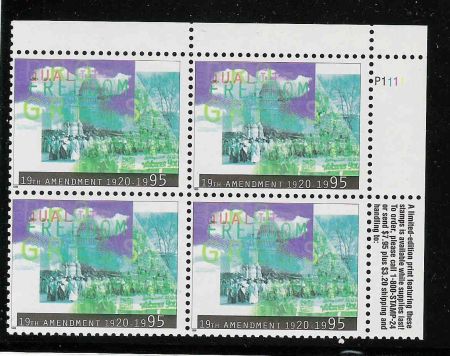 US 2980a Error NH Plate Block - Black Omitted cv 1,400.00