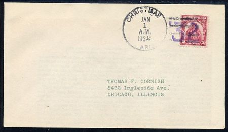 US Arizona, Christmas 657 Fancy Cancel Cover Christmas, AZ Purple 32