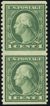 US 538a Washington / Franklin F - VF NH Vertical Pair w/ Imperf cv $125
