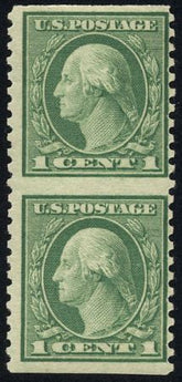 US 538a Washington / Franklin Fine + NH Vertical Pair w/ Imperf cv $125