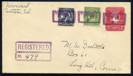 US Indiana, Castleton 565 Fancy Cancel Cover Negative Castle in Rectangle