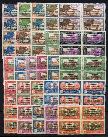 New Caledonia 1933 Scott 182 - 207 Mint Blocks of 4
