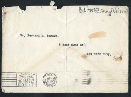 Autographs Edith Bolling Wilson 1926 Rubber stamped signature on cover