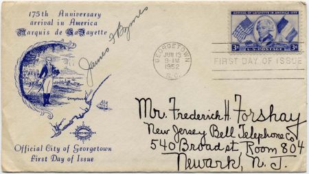 US 1010 Autographed FDC James F. Byrnes