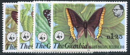 World Wildlife Fund 1977 Gambia 404 - 407 Butterflies
