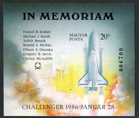 Hungary 2971 VF NH Imperf S/S Challenger Space Shuttle