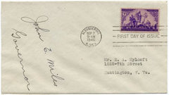 US 898 Autographed Cover, Gov. J. Miles of NM