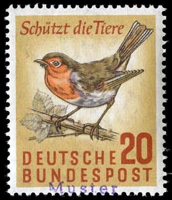 Germany 1957 774 Specimen Ovpt - European Robin