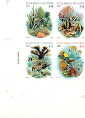 Marshall Is. 797 Imperf, Gardens of the Sea, fish block of 4