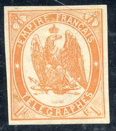 France Telegraph 1868 Yv3 XF LH 1 Fr Orange