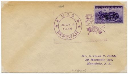 US U.S.S. Benewah 925 Fancy Cancel Cover, Fireworks