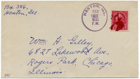 US Illinois, Henton 707 Fancy Cancel Cover GW bust