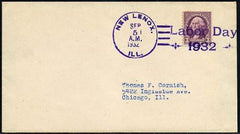 US Illinois, New Lenox 720 Fancy Cancel Cover, "Labor Day"
