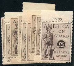 US PS15 Savings Stamp VF-XF/LH-NH full set of all 9 plate number singles