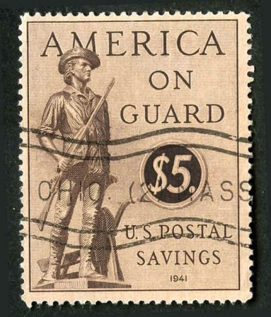 US PS15 Savings Stamp with Masillion, OH postal roller cancel F - VF