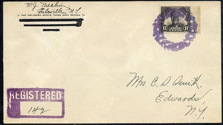 US New York, Talcville 623 Fancy Cancel Cover, Xmas Wreath