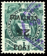 Guatemala 124a F - VF Used Inverted overprint