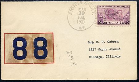 US Kentucky, Eighty Eight 783 Fancy Cancel Cover
