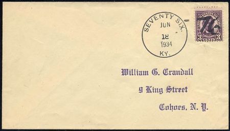 US Kentucky, Seventy Six 635 Fancy Cancel Cover