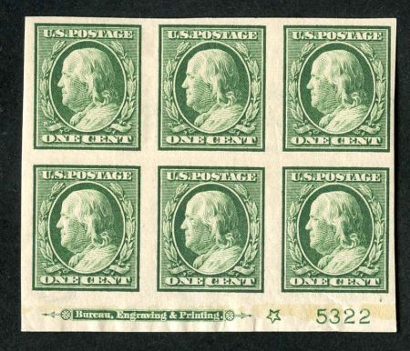 US 383 Washington / Franklin F - VF LH Plate Block