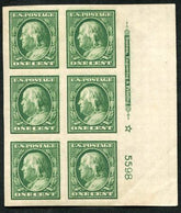US 383 Washington / Franklin VF + LH Right Plate Block of 6