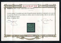 Italian States - Modena 1 Hinged VF Signed Raybaudi cv $2,375