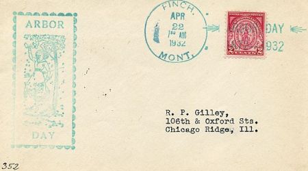 US Montana, Finch 717 fancy cancel Cover, Arbor Day