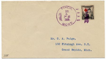 US Montana, Finch 702 fancy Cancel Cover, Fireworks