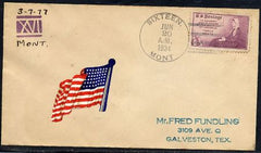 US Montana, Sixteen 737 Fancy Cancel Cover, Roman Numerals XVI Cancel