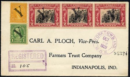 US Indiana, Yorktown 642, 651 Fancy Cancel Cover, "Y"