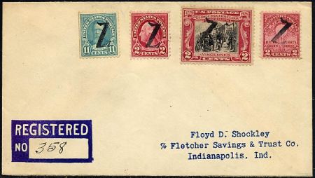 US Indiana, Zionsville 563, 634, 651, 654 Fancy Cancel Cover , "Z"