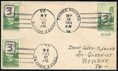 US Virginia, Three Square 740 Fancy Cancel Cover
