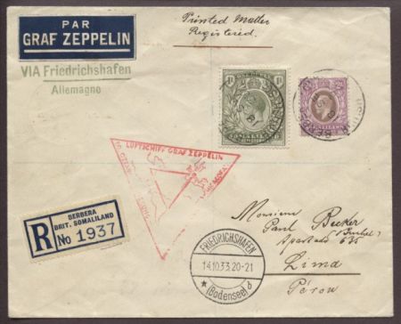 British Somaliland 1933 Chicago to Peru S.238Aa