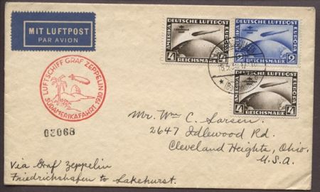 Germany 1930 Pan Am flight to Lakehurst S.57N with C38 - C39