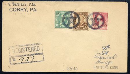 US Pennsylvania, Corry 220, 563, 685  Fancy Cancel Cover, Star in Circle