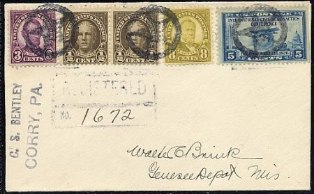 US Pennsylvania, Corry 635, 640, 650, 653  Fancy Cancel Cover, Star in Circle