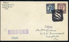 US Pennsylvania, Sharon 565, 635  Fancy Cancel Cover, Negative "S" in Rectangle