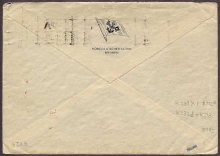 Germany 1935 Double Catapult, Europa & Bremen on Bremen Envelope