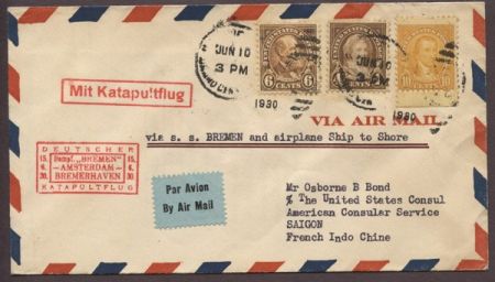 US 1930 Scott 556, 558, 562 Bremen Catapult Indochina