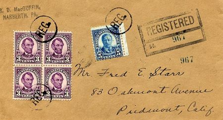 US Pennsylvania, Narbeth 635, 637 Fancy Cancel Cover