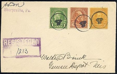 US Pennsylvania, Sharpsville 632, 638, 642 Fancy Cancel Cover